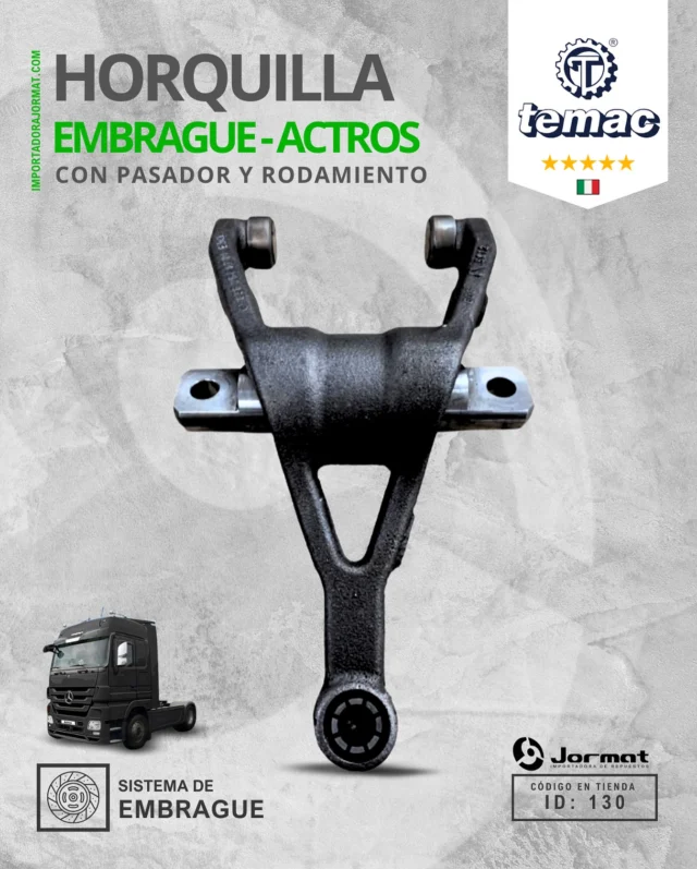 HORQUILLA DE EMBRAGUE – ACTROS 🚛
 
⚠️ Si el pedal del embrague se siente más suelto o tiene vibraciones, podría ser la horquilla de embrague desgastada o dañada. 

👉 Esta horquilla asegura un funcionamiento óptimo del sistema de embrague, facilitando cambios de marcha suaves y eficientes

✅ Código en tienda: 130
✅ Compatible con: ACTROS
✅ Marca: TEMAC 🇮🇹 
✅ Sistema: EMBRAGUE
✅ Incluye pasador y rodamiento

📲 Escríbenos al WhatsApp haz click en el botón “Contactar” de nuestra bio.

📍 Contamos con 5 sucursales a lo largo de Chile:

• CHILLÁN: +569 42715616
• CONCEPCIÓN: +569 42123623
• CONSTITUCIÓN: +569 87755176
• LOS ÁNGELES: +569 3926 2833
• TEMUCO: +569 97557647

📦⚡️ Stock disponible y envíos RÁPIDOS  a todo Chile antes de las 16:00 hrs. Elige tu transporte favorito y recibe donde estés!

___________________________

💡 @ideasinapsis 

#horquilla  #horquillacamion  #horquillaembrague #embrague  #camion #repuestocamion  #jormat  #repuestos #camion  #truck #camiones  #mercedesbenztruck #repuestocamiones #embraguecamion #camioneschile #camionchileno  #ruta5 #ruta5sur  #temucochile  #chillanchile  #losangeleschile #biobio  #concepcionchile #constitution #trucks #repuestosjormat #repuestoscamion #repuestoscamionchile