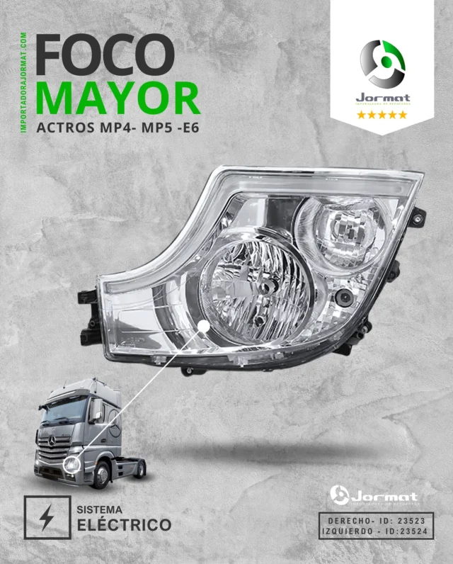 FOCO MAYOR ACTROS MP4 - MP5 - EURO 6

⚠️ Luz débil o irregular? Tu camión podría estar avisando que necesita cambio de foco!

El Foco Mayor para Actros entrega una iluminación POTENTE PRECISA Y SEGURA para conducción nocturna o cuando hay neblina, lluvia o mal tiempo…

✅ Sistema: ELÉCTRICO
✅ Código:  DERECHO 23523 - IZQUIERDO: 23524
✅ Compatible con: Actros MP4 / MP5 / E6
✅ Alta intensidad y enfoque nítido
✅ Fabricación: BRASIL 🇧🇷 

📲 Escríbenos al WhatsApp haz click en el botón “Contactar” de nuestra bio.

📍 Contamos con 5 sucursales a lo largo de Chile:

• CHILLÁN: +569 42715616
• CONCEPCIÓN: +569 42123623
• CONSTITUCIÓN: +569 87755176
• LOS ÁNGELES: +569 3926 2833
• TEMUCO: +569 97557647

📦⚡️ Stock disponible y envíos RÁPIDOS  a todo Chile antes de las 16:00 hrs. Elige tu transporte favorito y recibe donde estés!

___________________________

💡 @ideasinapsis 

#focomayor  #fococamion  #actrosmp4 #focos #actrosmp5 #euro6  #camion #repuestocamion  #jormat  #repuestos #camion  #truck #camiones  #mercedesbenztruck #repuestocamiones #sampa #camioneschile #camionchileno  #ruta5 #ruta5sur  #temucochile  #chillanchile  #losangeleschile #biobio  #concepcionchile #constitution #trucks #repuestosjormat #repuestoscamion #repuestoscamionchile