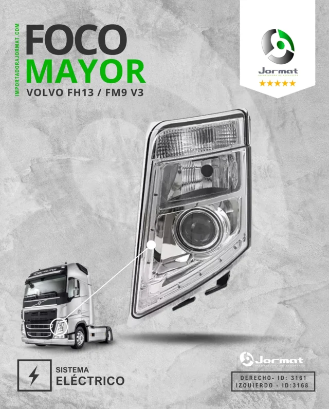 👀 FOCO MAYOR VOLVO FH13 / FM9 V3 

👉 Entrega iluminación potente y precisa para que manejes con seguridad, incluso en lluvia o niebla

✅ Compatible con: VOLVO FH13 / FM9 V3
✅ Sistema: ELÉCTRICO
✅ ID: DERECHO 3161 - IZQUIERDO: 3168
✅ Fácil instalación
✅ Ideal para trabajo pesado y rutas largas

📲 Escríbenos al WhatsApp haz click en el botón “Contactar” de nuestra bio

📍 Contamos con 5 sucursales a lo largo de Chile:

• CHILLÁN: +569 42715616
• CONCEPCIÓN: +569 42123623
• CONSTITUCIÓN: +569 87755176
• LOS ÁNGELES: +569 3926 2833
• TEMUCO: +569 97557647

📦⚡️ Stock disponible y envíos RÁPIDOS  a todo Chile antes de las 16:00 hrs. Elige tu transporte favorito y recibe donde estés!

__________________

💡 @ideasinapsis 

#focomayor  #foco  #camion #fococamion #focos  #repuesto #repuestocamion#volvotruck  #volvofh13 #volvofm9 #camion #repuestocamion  #jormat  #repuestos #camion  #truck #camiones  #repuestocamiones #focovolvo #camioneschile #camionchileno  #ruta5 #ruta5sur  #temucochile  #chillanchile  #losangeleschile #biobio  #concepcionchile #constitution #trucks #repuestosjormat #repuestoscamion #repuestoscamionchile