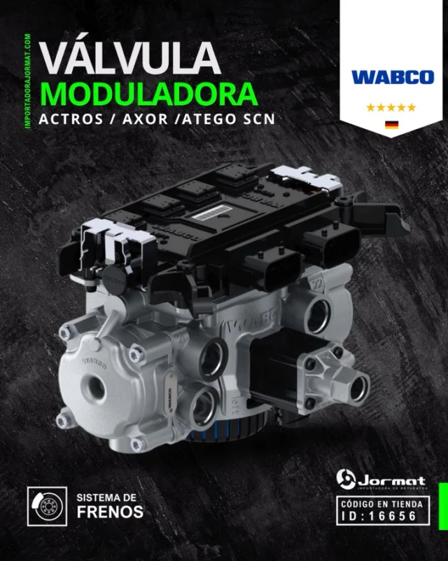 VÁLVULA MODULADORA – ACTROS / AXOR / ATEGO SCN

👉 La válvula moduladora regula la presión de frenado según la carga del camión, evitando bloqueos, desgaste prematuro y frenadas con tirones

⚠️ Si tu camión frena así, pierde eficiencia o tiene desequilibrio, este repuesto puede ser el culpable

✅ Sistema: FRENOS
✅ ID JORMAT: 16656
✅ Aplicación: ACTROS, AXOR, ATEGO SCN
✅ Marca: WABCO
✅ Frenado progresivo y seguro

📍 Escríbenos al WhatsApp o visita cualquiera de nuestras 5 sucursales

• CHILLÁN: +569 42715616
• CONCEPCIÓN: +569 42123623
• CONSTITUCIÓN: +569 87755176
• LOS ÁNGELES: +569 3926 2833
• TEMUCO: +569 97557647

📦⚡️ Stock disponible y envíos RÁPIDOS  a todo Chile antes de las 16:00 hrs. Elige tu transporte favorito y recibe donde estés!

__________________

💡 @ideasinapsis 

#valvulamoduladora  #valvulacamioin  #atego #repuestoscamion  #scania #repuestocamion #axor  #scaniatruck #camiones #repuestocamion  #jormat  #repuestos  #camioneschile #camionchileno  #ruta5 #ruta5sur  #temucochile  #chillanchile  #losangeleschile #biobio  #concepcionchile #constitution  #repuestosjormat  #repuestoscamionchile